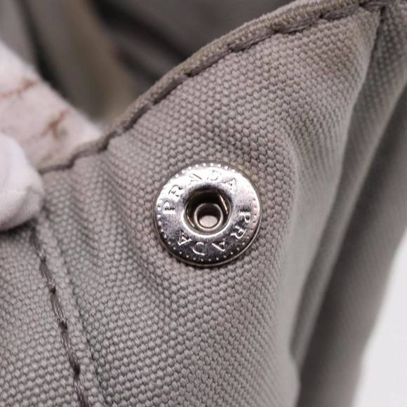 PRADA Canapa PM Hand Bag Canvas Gray Auth 78451 - Picture 10 of 16